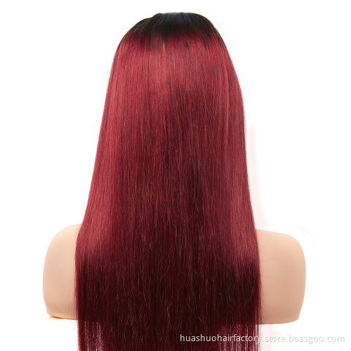 Brazilian Virgin Unprocessed Human Hair Straight T1b/99J Ombre Color Human Hair Lace Front Wig